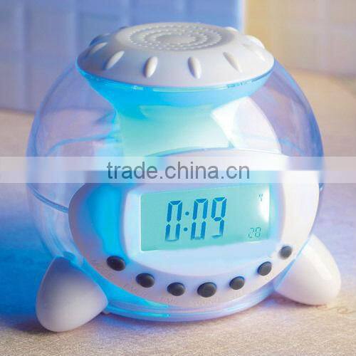 Novelty promotional item gift Android robots DIY music led star light projecting alarm clock,digital clocks