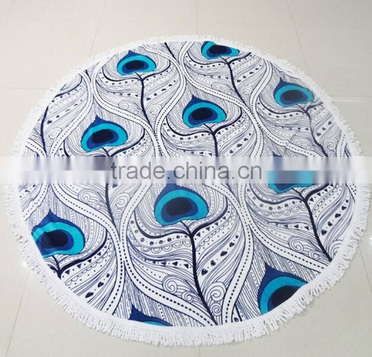 Australia Popular 100% Cotton Printed Round Beach Towel with Tassels