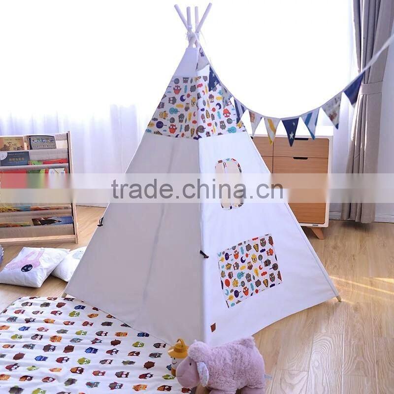 Wholesale white cotton canvas children kids play teepee tent