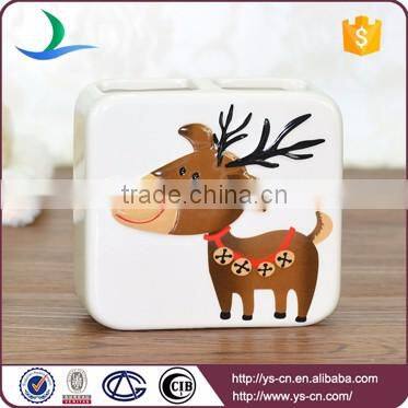 White square reindeer embossed ceramic christmas bathroom accessory