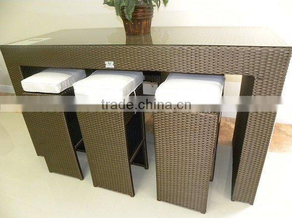 TG15-0072 Modern design plastic wicker tall bar table and chairs