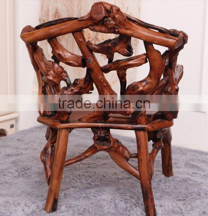 Southeast Asia Style Root Carved Single Seater Chair, Environmental Protective Solid Wood Root Furniture Chair (BF01-X1167)