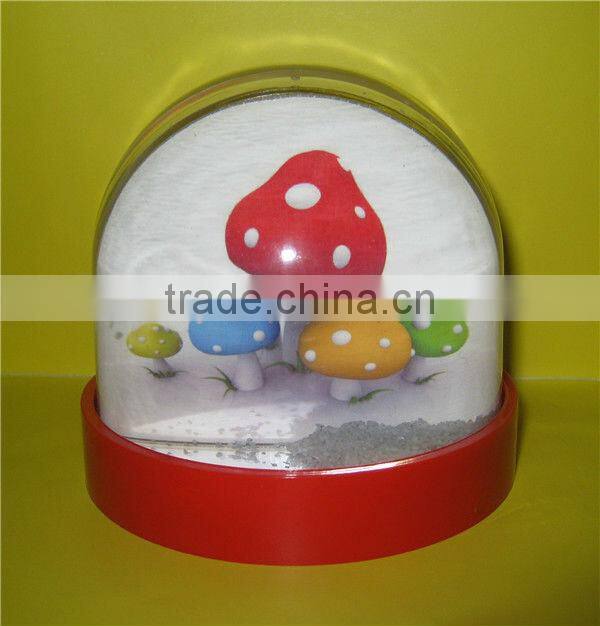 Plastic snow globes with photo insert