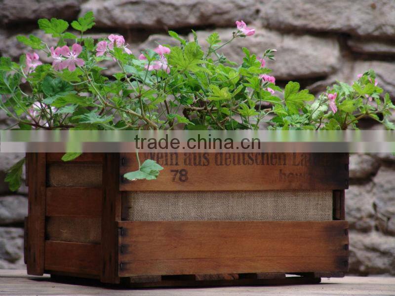wooden gardening flower pot