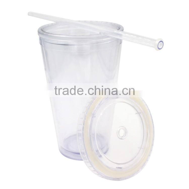 Plastic Tumbler Cup with Straw And Lid, PP Plastic Type And Plastic Material Disposable