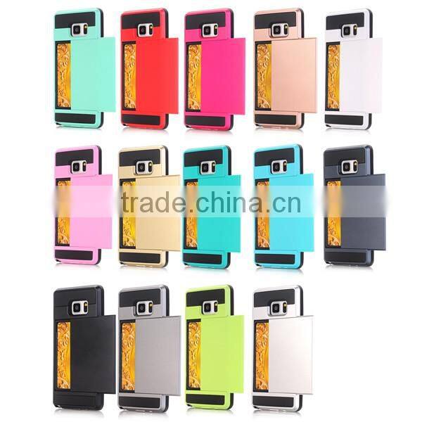Slip cover card slot phone case TPU + PC phone hull protective back cover for Samsung Note 7