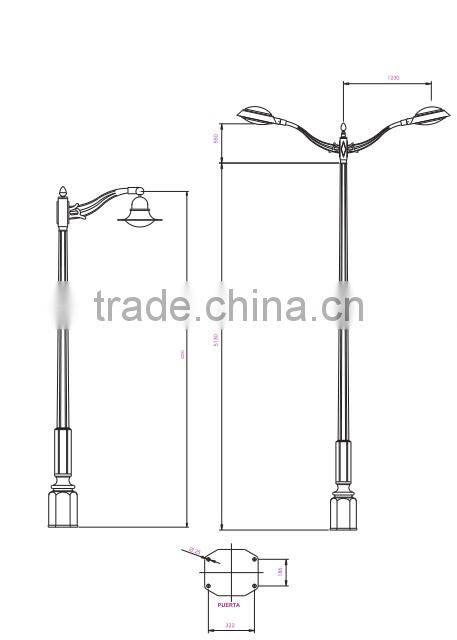 Spanish style decorative cast iron public lamp post