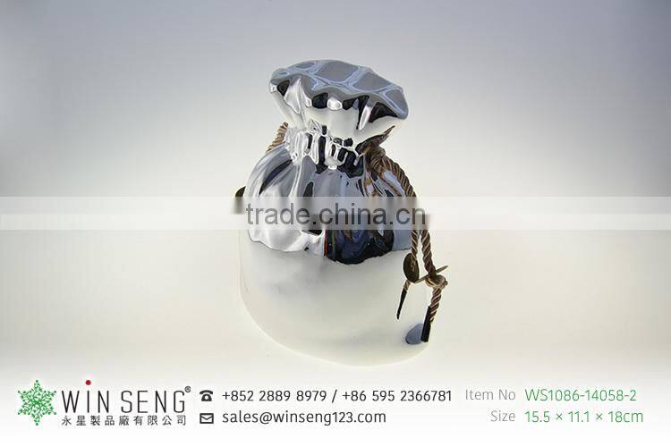 cheap silver bag shaped ceramic smooth gift piggy bank for decoration