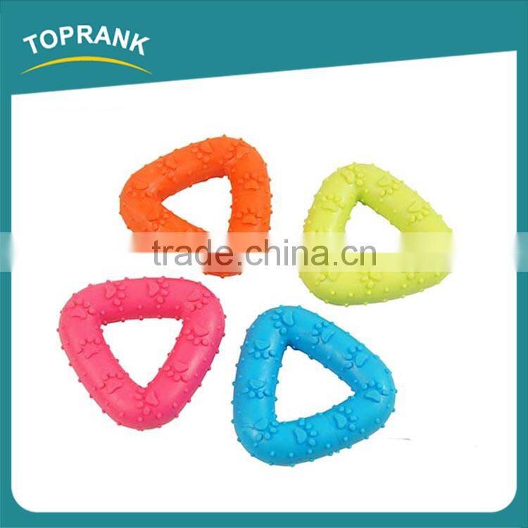 Cheap wholesale multi color paw printed triangle TPR dog chew toys