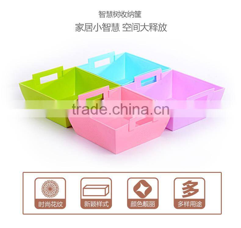 New PP plastic square storage basket with handle