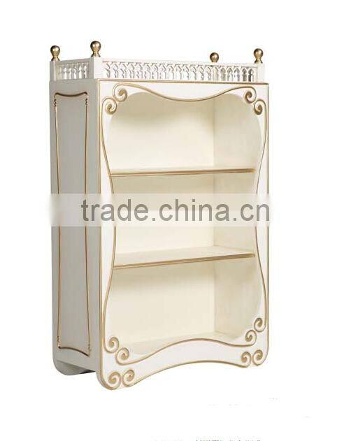 BISINI new arrival kids wooden toy storage cabinet/shelf, Ivory and gold luxury kids book cabinet - BF07-70342