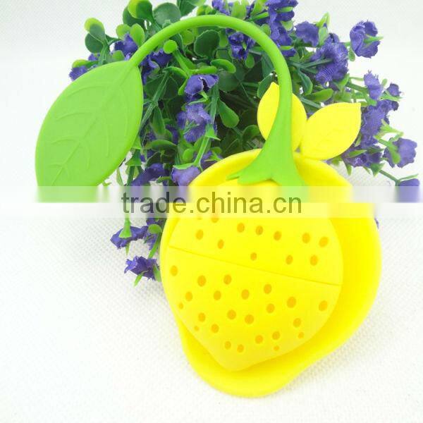 Lovely Strawberry Silicone Tea Infuser Strainer Herbal Spices Leaf by Silicone Strainer color yellow
