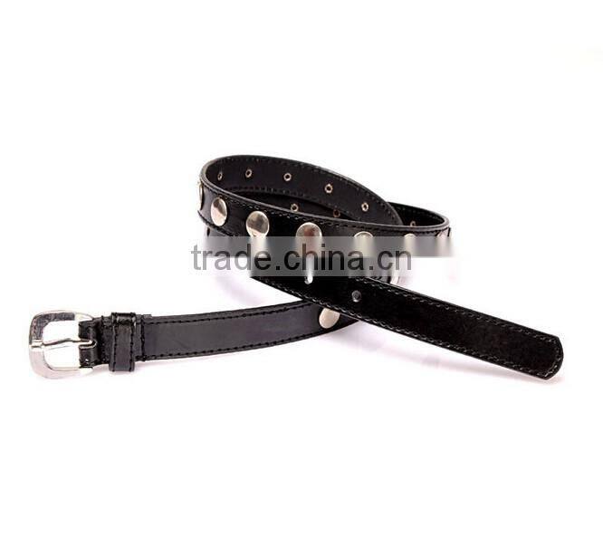 Wholesale rivet decorated D pattern buckle sex women lady thin PU waist belt