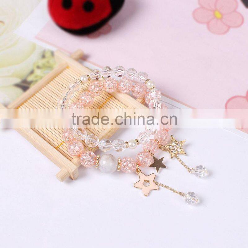 gold rhinestone star charms crystal bead bracelet