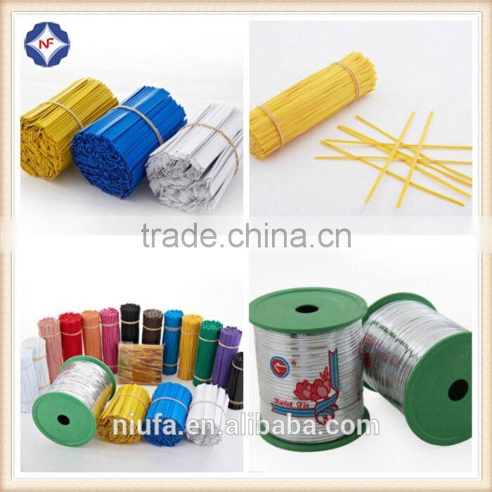 Adhesive plastic tin ties for reclosing coffe bag