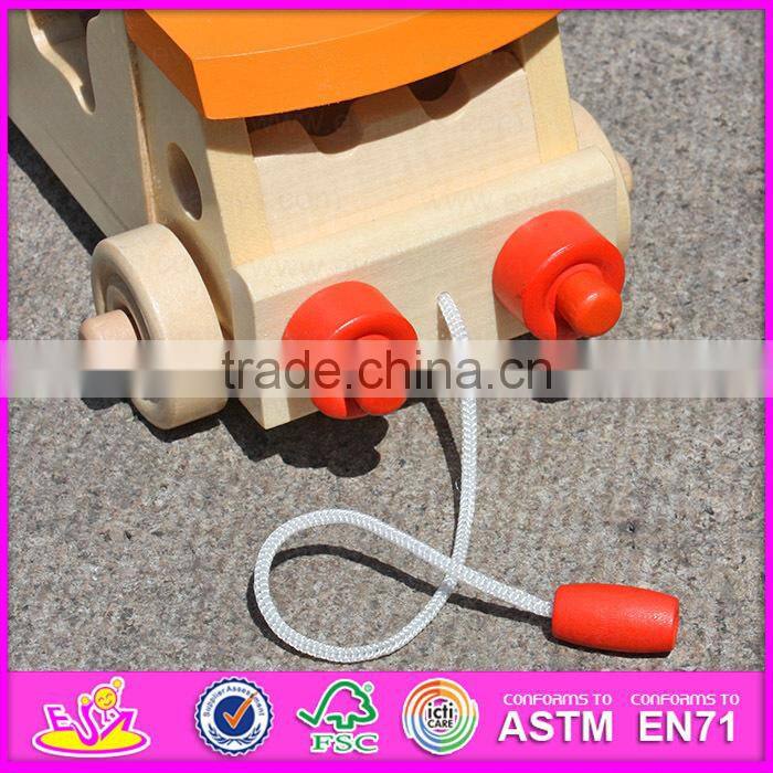 2015 Multifunction wooden pull and push toy for kids,Lovely wooden toy pull for children,Hot sale wooden baby car toy W05B074-A1
