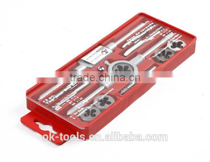 OK-tools 12Pcs Thread Cutting Tools Tap And Die Set,