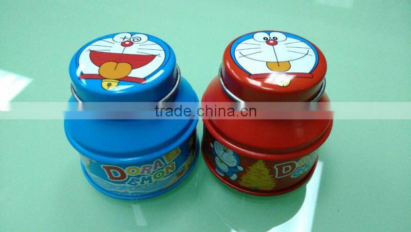 Hot sale candy tin can,cute Doraemon tin cans for kids