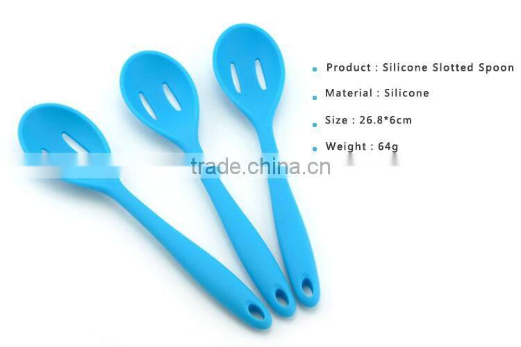 Integrated Seamless Design Silicone Handle Slotted Spoon
