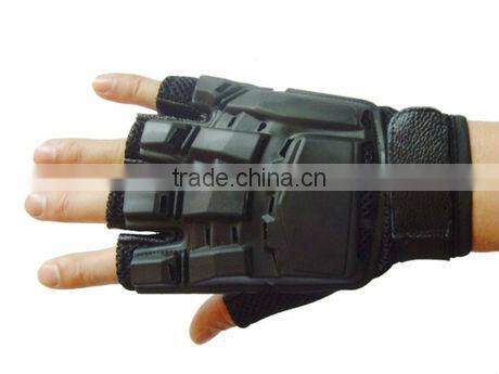 Mesh and Leather Black Cool Style Half Finger Coated Protective Combat Gloves