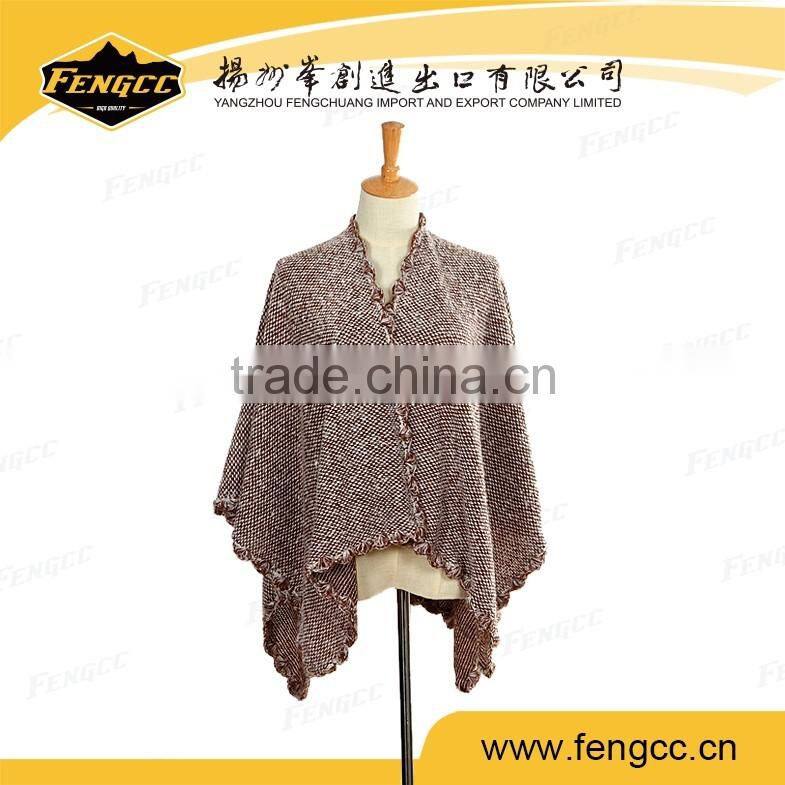 2016 new fashion pure cashmere women knit ponchos
