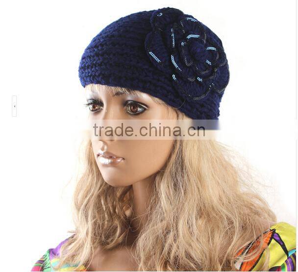 2014 Fashion knit Flower head wrap multifunction headwrap
