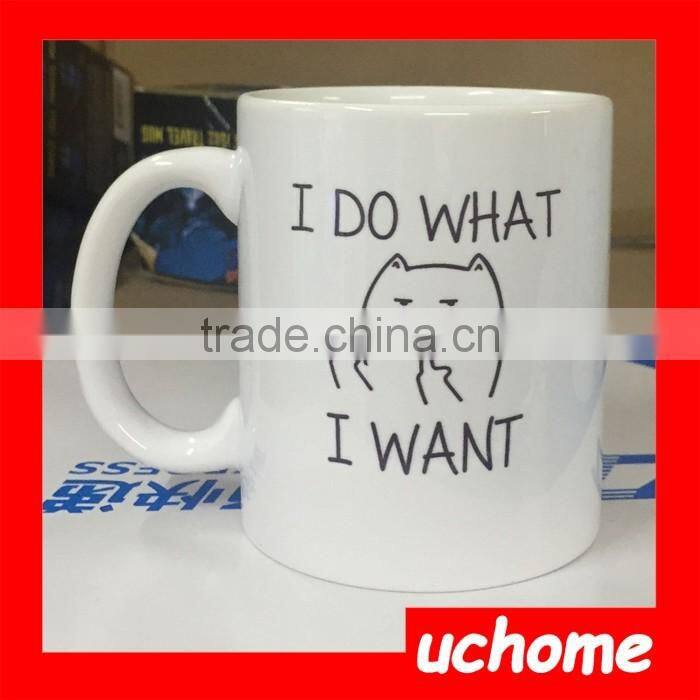UCHOME Decal White Ceramic Cat Coffee Mug