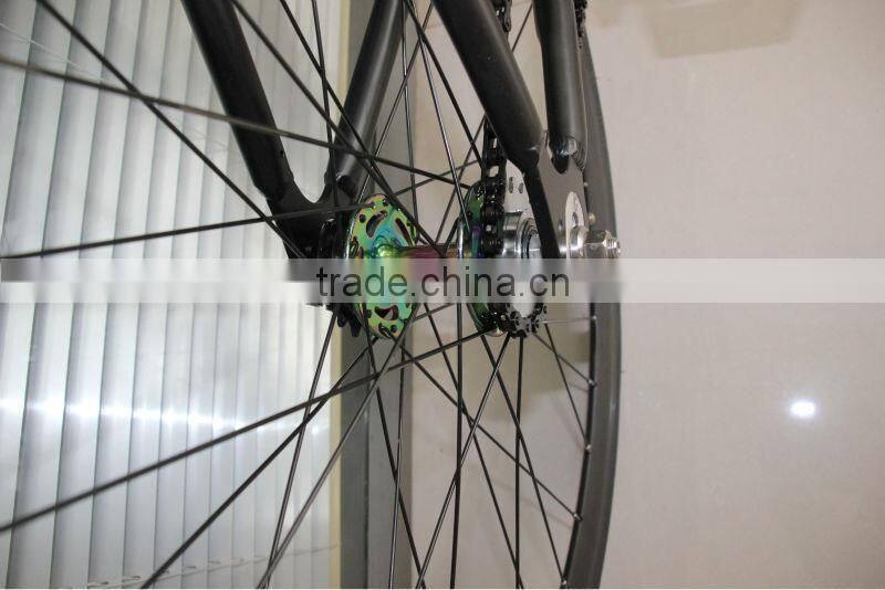 Aluminum fixed gear bike with carbon fork