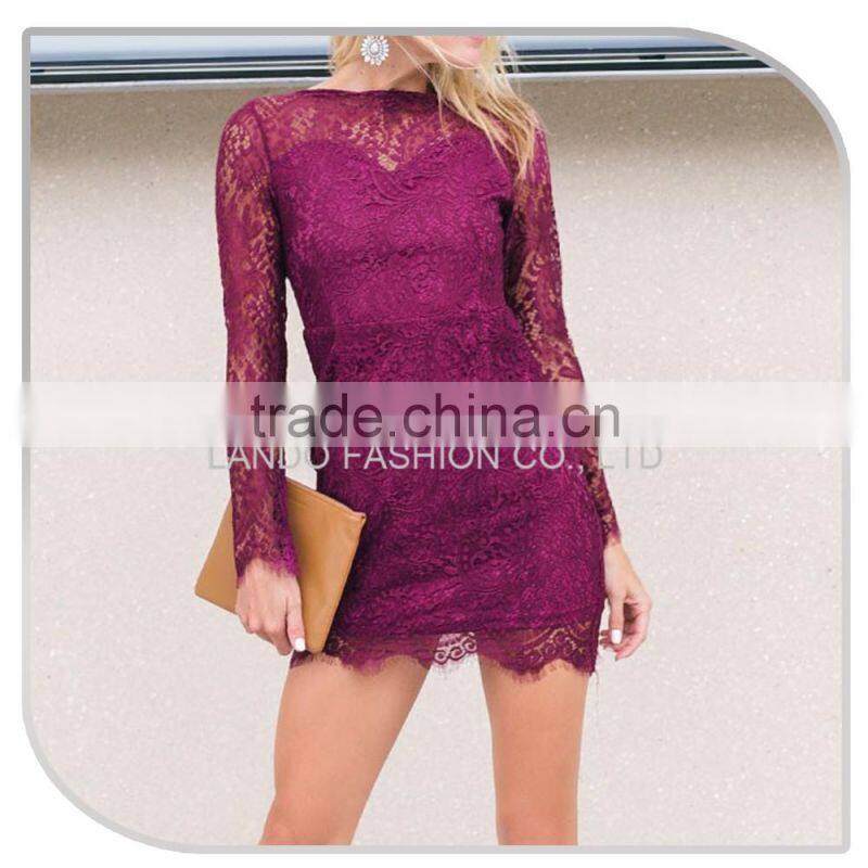 New fashion model Rose sexy ladies short tight mini dress &ladies fashion lace open back bodycon dress 2016