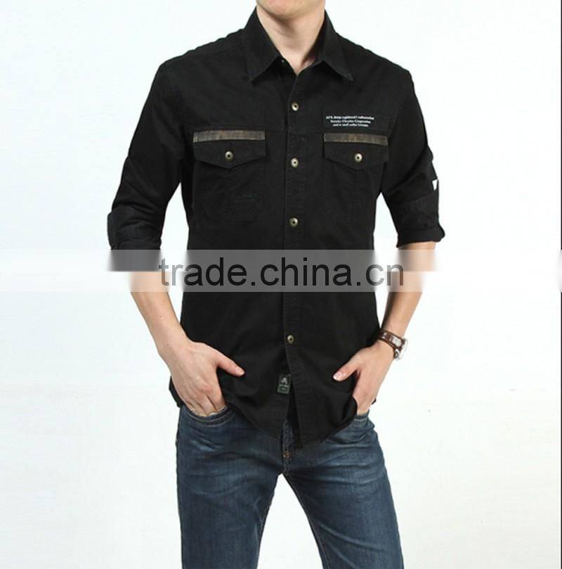 Military style dress shirt Men's casual military shirt