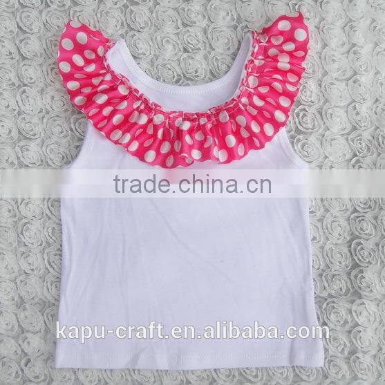 Boutique Baby Girl White Cotton Tank Top Manufacturer With Satin Ruffle