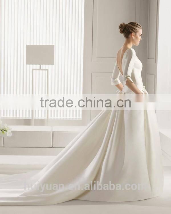 cinderella real sample train satin wedding dress with sleeves