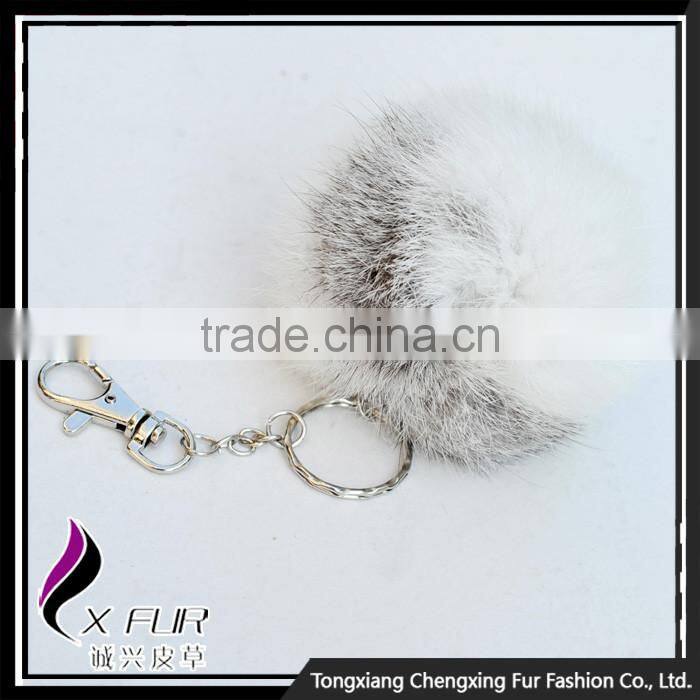 CX-R-36 Cute High Quality Genuine Rabbit Fur Ball Key Chain Keychain