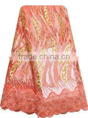 Bestwaytex 2016 New Design Peach French Net Lace Fabric FL1159-5