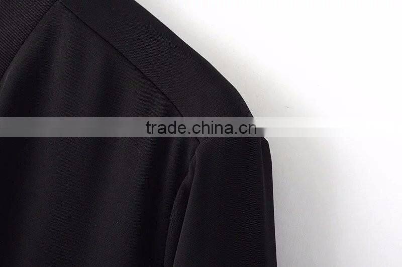 American Apparel Bomber Jacket Two Side Pockets Short Thin Side Zipper Sleeve Coat V-Neck Outerwear