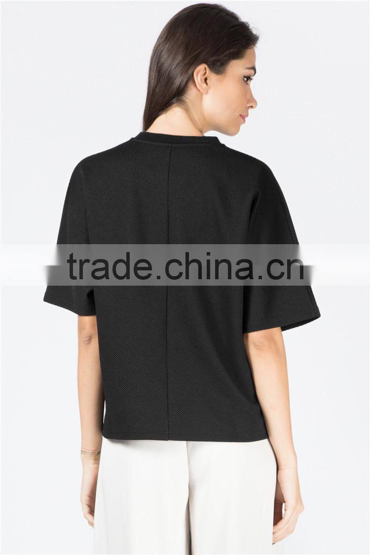 Black logo pique boxy t-shirt made in peru t shirts