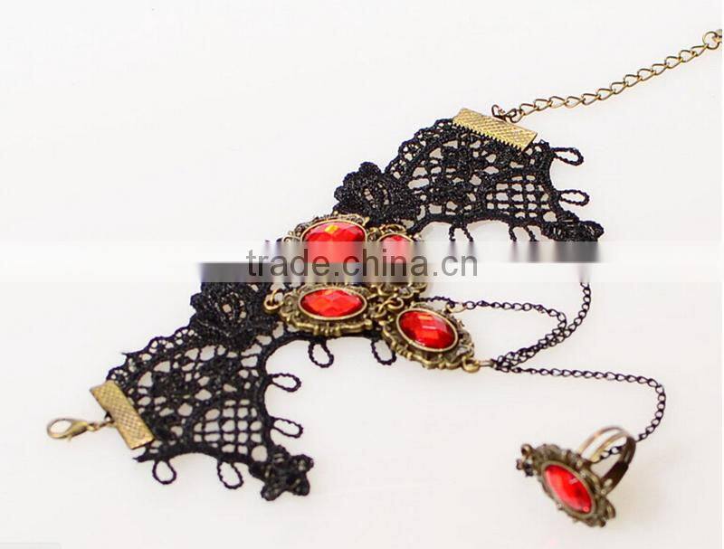 Festival jewelry set American elegant red diamond bracelet and ring set