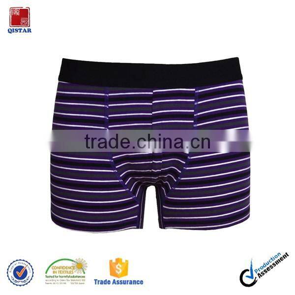 Plain Stripe Printed Cotton Spandex Mens Boxer Briefs Underwear