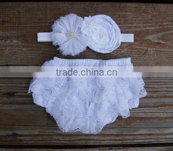 Cute cotton baby ruffle bloomer with bowknot infant diaper cover wholesale children's boutique clothes