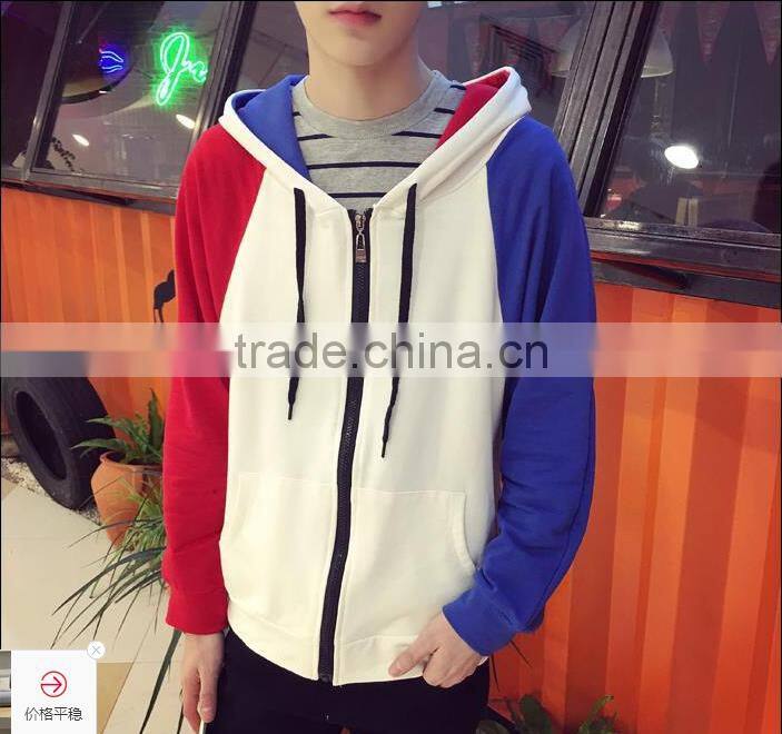 2016 promotional custom cotton men's hip hop hoodie with different colored sleeves