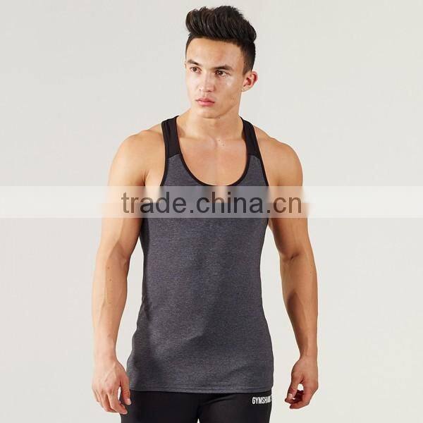 Men Summer Gym Fitness Tank 95% cotton and 5% elastane Bodybuilding Singlet Custom Stringer
