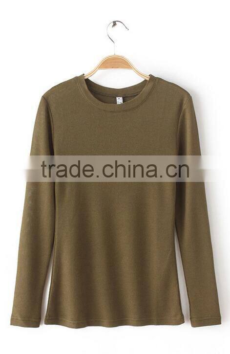 Runwaylover EY2227B Basic women long sleeve V neck T shirt with open thumb hole