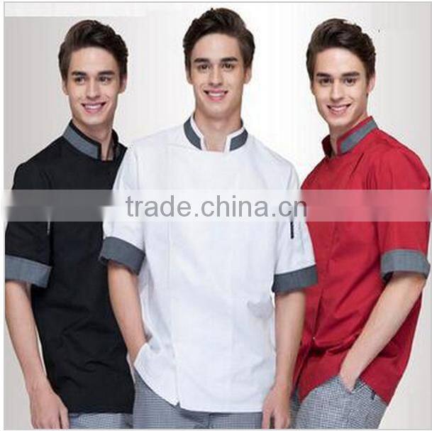 Juqian new fashion Man Chef's Short Sleeve Jacket Restaurant & Hotel Kitchen Chef Uniform colors