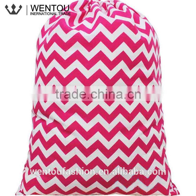 Monogramed Chevron Laundry Bag With Drawstring