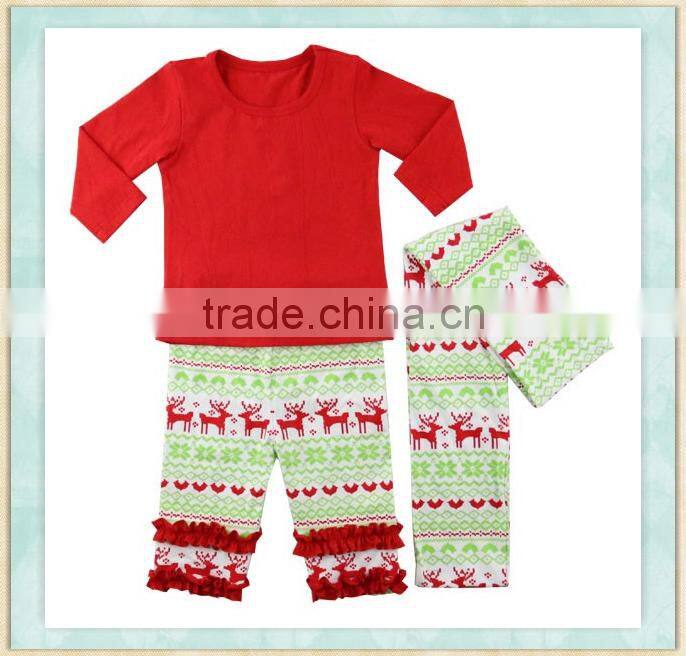 Wholesale the popular christmas ret pajamas outfit baby girls and boys clothes