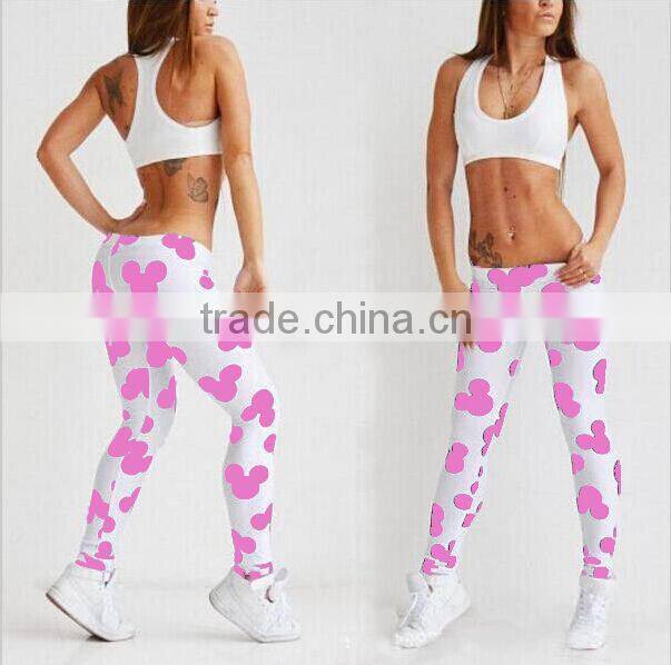 Cute cartoon design women compression running yoga tights leggings