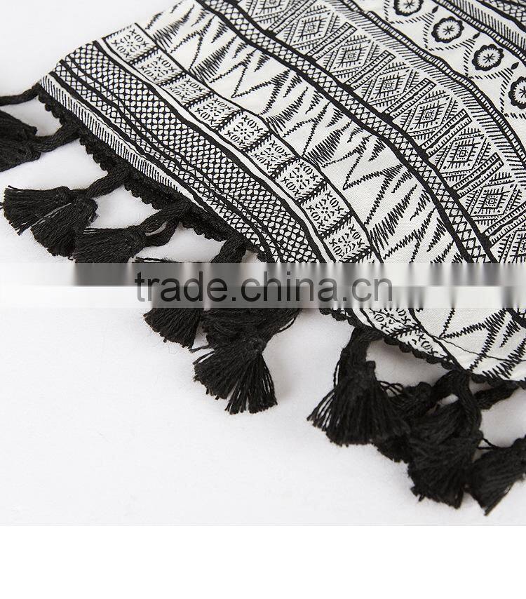 Summer dress for women new national style printing dresses with ropes short sleeve V-neck elegant beach dresses