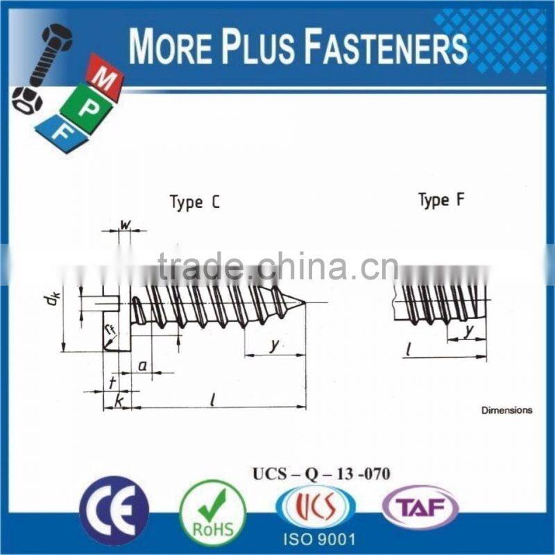 Made In Taiwan DIN 7971 C ISO 1481 450 HV Standard Slotted Pan Head Tapping Screw with Cone End Type C