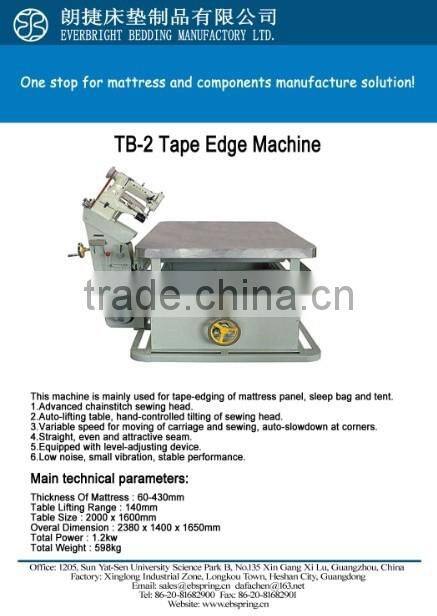 TB-2 Pillow top Pocket Coil Mattress tape edge machine