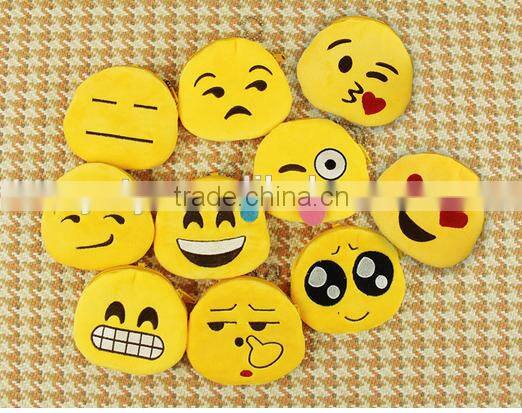 Popular 10cm plush emoji coin purse with zipper